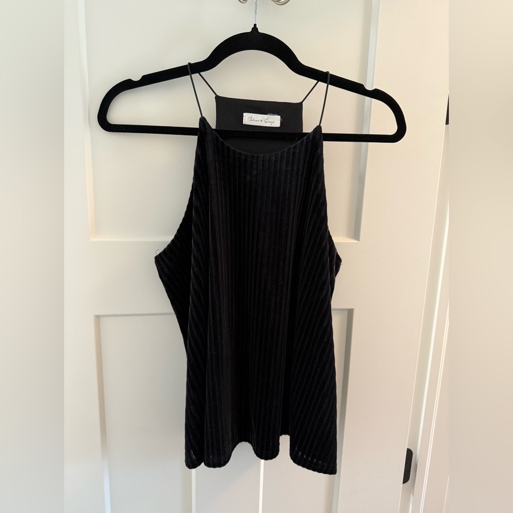 Blues & Grays Black Ribbed Sleeveless Top Size S